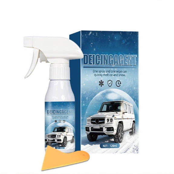 Kumdkd 120ml Fast-Acting Car Deicer Spray, Windshield Ice Melter with Anti-Refreeze Formula, Vehicle-Safe Winter Deicing Agent for Glass, Locks & Mirrors, Easy-Spray Bottle for Icy Mornings