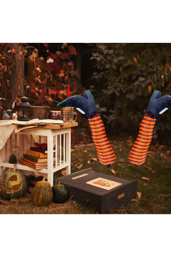 18.5" Halloween Witch Leg Decorations Set of 2 - Lifelike Foam Prosthetic Legs for Outdoor Yard, & Garden Displays