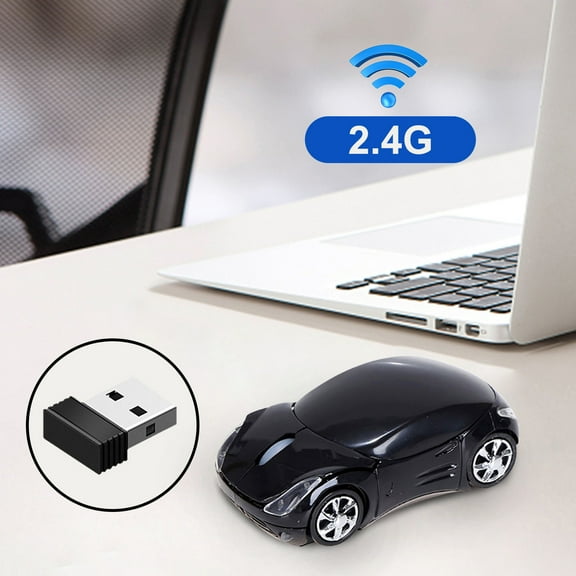 Kumdkd 2.4GHz Wireless Mouse - 1200DPI Car-Shaped Optical USB Mouse for PC/Laptop/MacBook with Nano Receiver (Plug & Play for Windows 10/11)