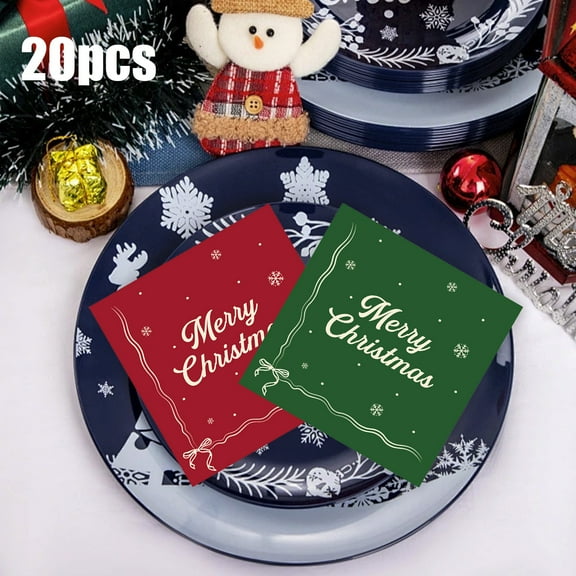 Kumdkd 20-Pack Christmas Napkins - Red/Green Holiday Paper Towels for Party Table Decor & Dinnerware
