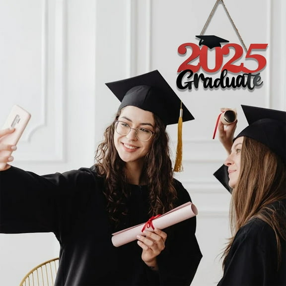 Kumdkd 2025 Graduation Party Decorations, Graduation Photo Props, Class of 2025 Wooden Sign Red Graduate 2025 Photo Booth Prop Senior 2025 Sign for High School College Grad Party