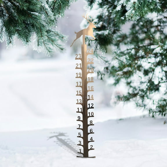 Kumdkd 24inch Handmade Metal Snow Gauge – Outdoor Snow Depth Meter with Snowflake Decoration, Rustproof Steel Garden Tool for Winter Weather Tracking, Christmas/Festival Gift