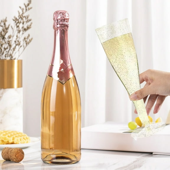 Kumdkd 25pcs Disposable Plastic Champagne Glasses - Crystal Clear & Elegant (6.46in, Ideal for Parties & Weddings)‌