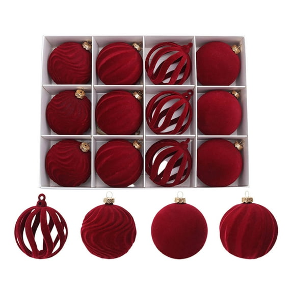 Kumdkd Christmas Ornaments 6cm Flocking Ball Christmas Ball Dark Velvet Christmas Ball Christmas Tree Decoration 12pcs Festive Home Decoration