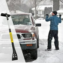 Kumdkd 3-in-1 Extendable Snow Brush - 36 Inch Retractable Ice Scraper and Snow Shovel for Car Windshield, Roof, and Hood, Soft Bristle Winter Snow Removal Tool, Yellow