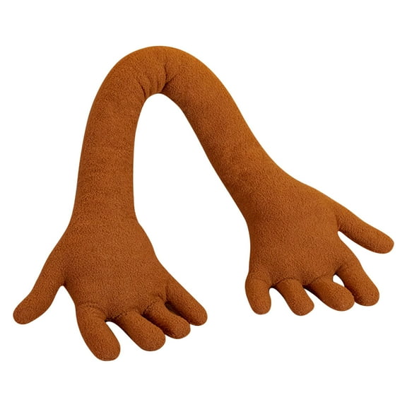 Kumdkd 31.5 in Funny Hand Shaped Body Pillow, Soft Fleece Long Arm Cuddle Pillow for Sleeping, Hugging, Gift, Brown Velvet Throw Pillow