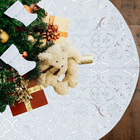 Kumdkd 35" Christmas Tree Skirt with Matching Socks Set – Festive Tree Collar & Stocking Decor for Holiday Home, Parties (Fits 7ft Trees)