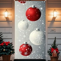 Kumdkd 35"x71" Christmas Door Cover – Festive Polyester Holiday Decor for Front Door, Wall & Party Backdrop