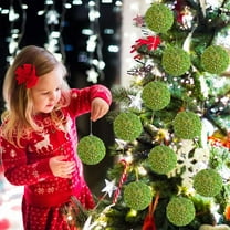 Kumdkd 4Pcs 3.14" Large Christmas Balls Ornaments Shatterproof Green Big Xmas Tree Ornaments Balls Christmas Ball Shatterproof Hanging Tree Ornament Set for Holiday Party Mantel Wall Home Decor