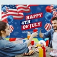 thumbnail image 1 of Kumdkd 4th of July Party Backdrop Patriotic Sign Banner Independence Day Theme Party Background Fabric Patriotic Hanging Banner Decorations for 4th of July Veterans Day Memorial Day, 59×35in, 1 of 6