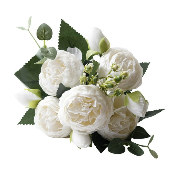 Kumdkd 5-Pack Artificial Peony Flowers Bouquet - Real Touch Silk Fake Flowers for Wedding Centerpieces, Home Decor, Valentine's Day Gift | Dustproof Faux Floral Arrangement