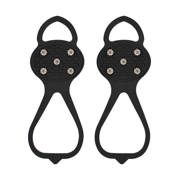 Kumdkd 5-Tooth Ice Cleats for Shoes, Stretchable Non-Slip Snow Grips Crampons for Hiking Walking, TRE & Manganese Steel Traction Pads, Fits Adults & Kids