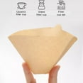 thumbnail image 1 of Kumdkd 50-Pack Unbleached Coffee Filters #4 Cone - Thickened Fan-Fold Paper for Pour Over/Drip Makers (Chemex/Hario Compatible), 1 of 5