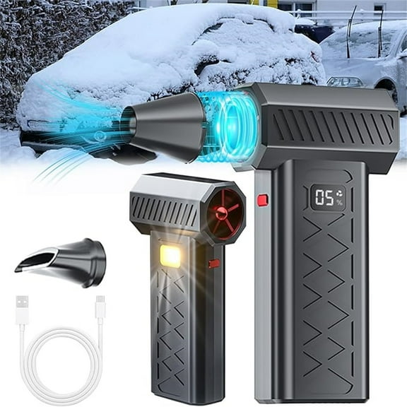 Kumdkd 5000W Cordless Snow Blower with Brushless Motor, Portable Ice Scraper & Car Defroster, Rechargeable Battery Powered for Windshield Snow Removal and Home Cleaning, 6000mAh