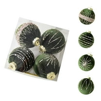 Kumdkd 6-Inch Flocked Christmas Ornament Set - 4pcs Colorful Holiday Balls for Tree Decor, Wreaths & Festive Centerpieces
