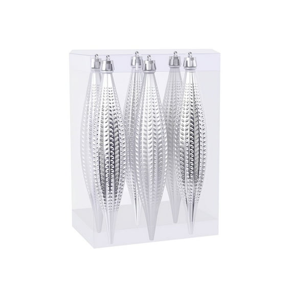 Kumdkd 6-Pack Gray Electroplated Christmas Alien Ornaments - 6" Large Shatterproof Tree Decor for Indoor/Outdoor Holiday Parties, Bulk Novelty Decorations