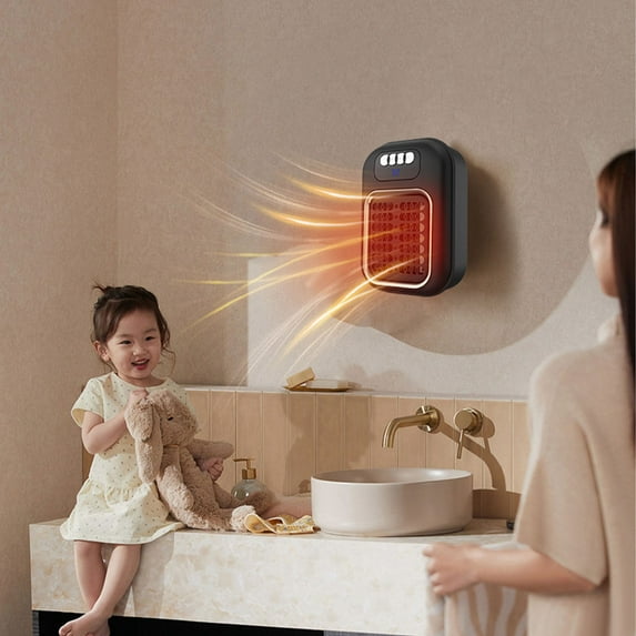 Kumdkd 600W Mini Space Heater with Thermostat - Silent Portable Electric Heater for Office & Bedroom - Wall Mountable Personal Heater with Overheat Protection