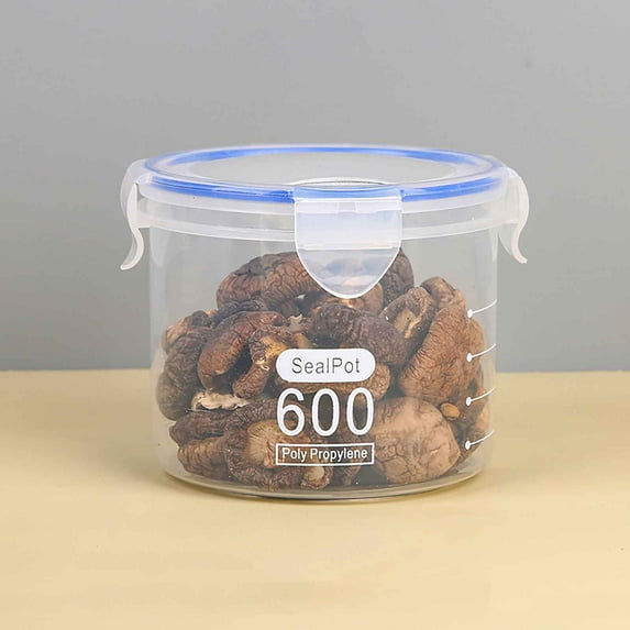 Kumdkd 600ml Airtight Food Storage Containers, Plastic Kitchen Canisters with Lids for Pantry Organization, Dry Goods, Snacks, Flour – Transparent, Stackable