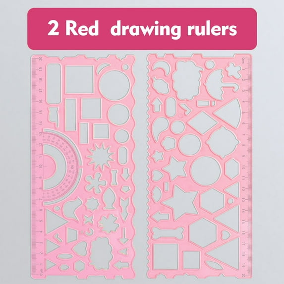 Kumdkd 7-in-1 Geometric Drawing Ruler - Multifunctional Math Tool Set with Protractor (7.59 Inch) for Geometry, Art & STEM Projects (5 Colors)