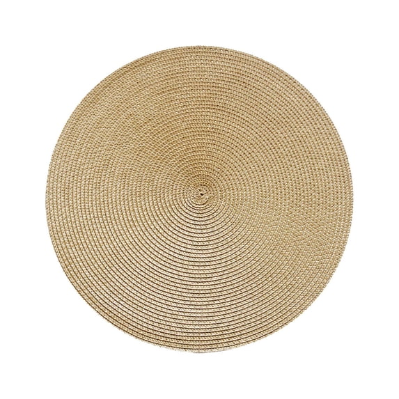 Kumdkd 7 in Round PP Woven Placemat, Oil Proof Heat Resistant Table Mats for Dining Kitchen Coffee Table, Easy Clean Elegant Table Decor