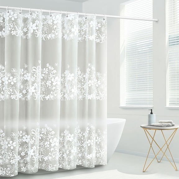 Kumdkd 70x47 Inch Waterproof Shower Curtain - Heavy Duty EVA Liner with Grommets (White Bathroom/RV/Dorm Partition Curtain)