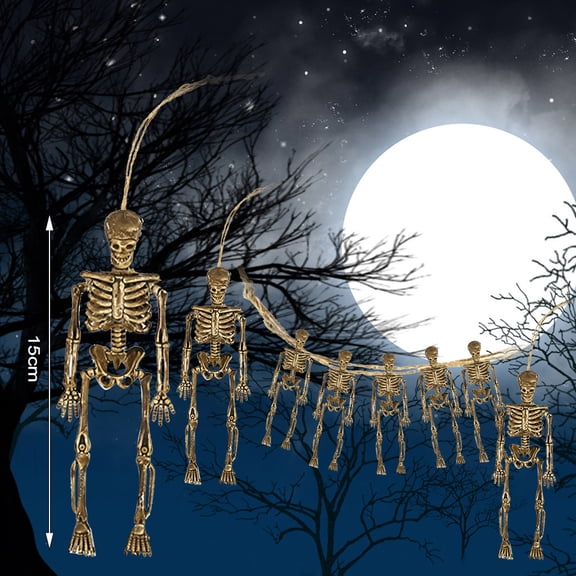Kumdkd 8-Piece Spooky Halloween Skeleton Decor Set - Reusable Plastic Bones for Haunted Houses, Bars & Retail Displays