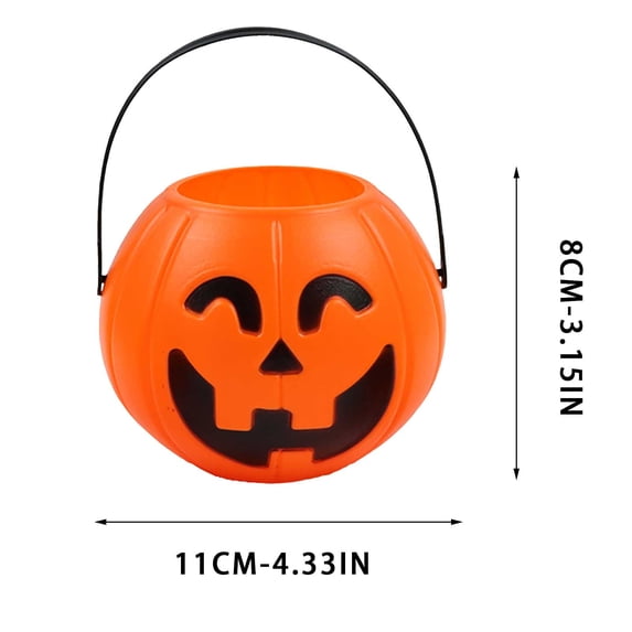 Kumdkd 8-pack 4.3" Halloween Pumpkin Bucket Set - Trick-or-Treat Bags for Kids (Sturdy Plastic, Reusable)