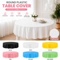 thumbnail image 1 of Kumdkd 84 in Round Disposable Plastic Tablecloth, Large Circular Wipe Clean Party Table Cover for Banquet Event Tables, White, 1 of 4
