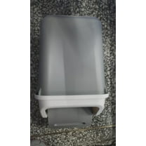 Kumdkd 9.2 Inch Slim Trash Can with Lid - Press Pop-Up Bathroom Garbage Bin, Space-Saving Small Wastebasket for Toilet/Office/Bedroom, Odor-Proof Gray Plastic Bin (1 Pack)