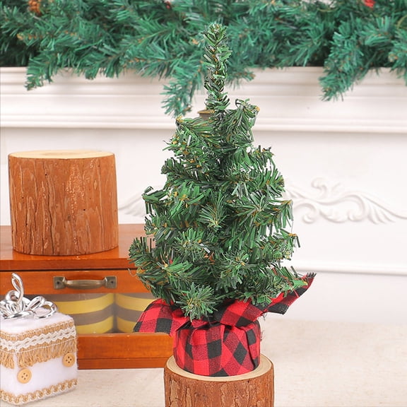 Kumdkd 9" Mini Christmas Tree Decor - Pre-Lit Desktop Holiday Decorations for Office/Home (Green, Plastic, Ready-to-Use)