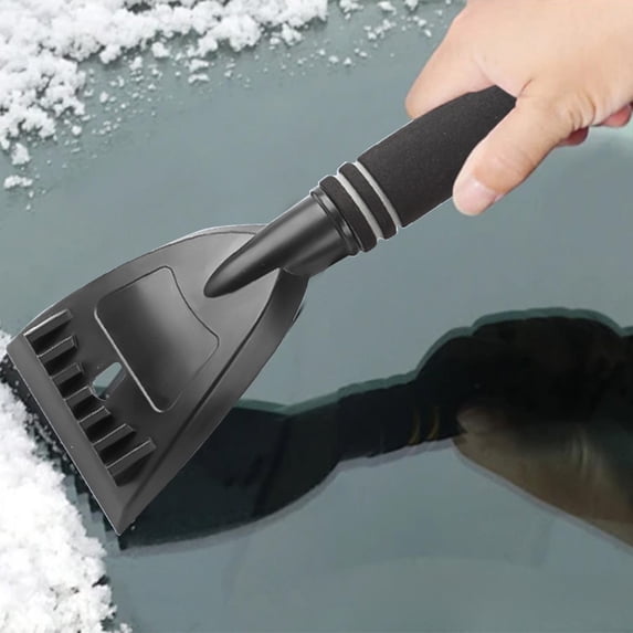 Kumdkd ABS Car Snow Scraper & Ice Remover - 45掳 Angled Multi-Tool for Windshield/Door Handles | Foam-Grip & Space-Saving Design (Fits Glovebox)
