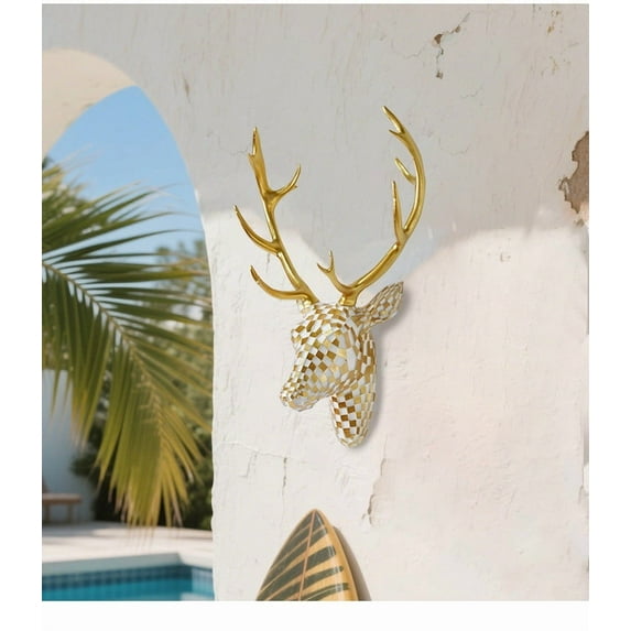 Kumdkd Abstract Deer Head Wall Sculpture - Modern Home Decor Art (Fully Assembled, Secure Hanging, Christmas Gift Idea)