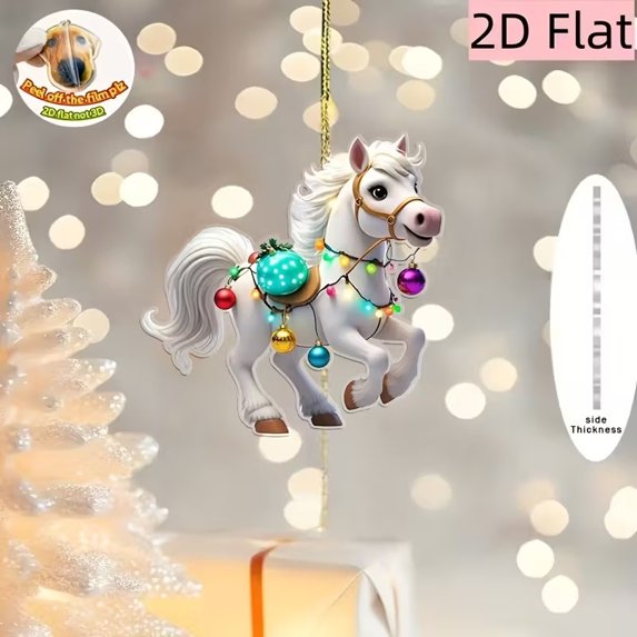 Kumdkd Acrylic 2D Flat Christmas Trailer Ornament, Holiday Home Decoration Pendant for Christmas Tree, Mantel, Table Setting, Festive Interior Decor, Easy-Hang Holiday Accent for Seasonal Display