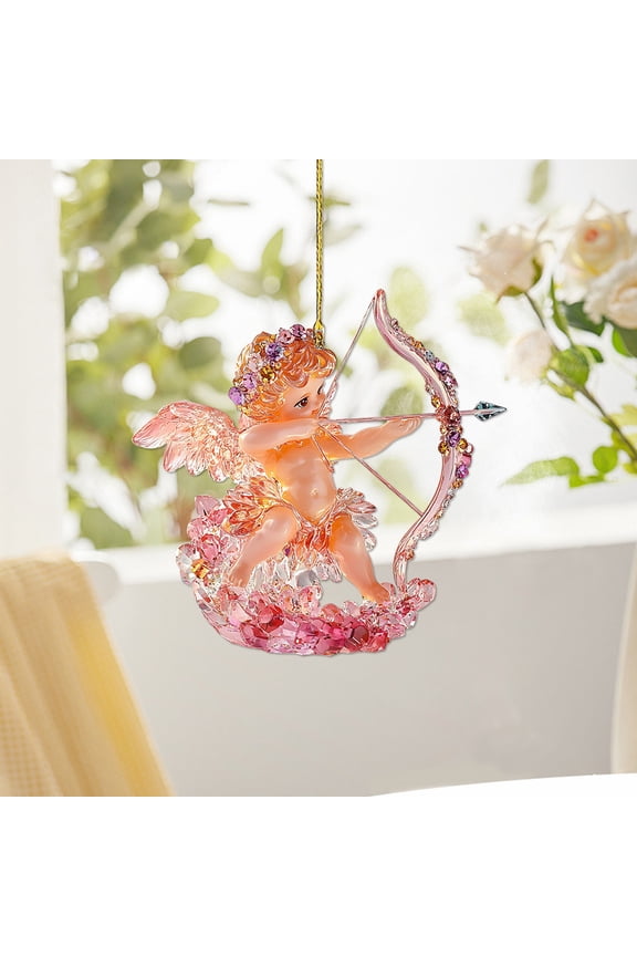 Acrylic Jeweled Fairy Keychain for Valentine’s Day, Romantic Wings Car Rearview Mirror or Backpack Ornament, Durable Crystal-Like Accessory Gift for Her/Him