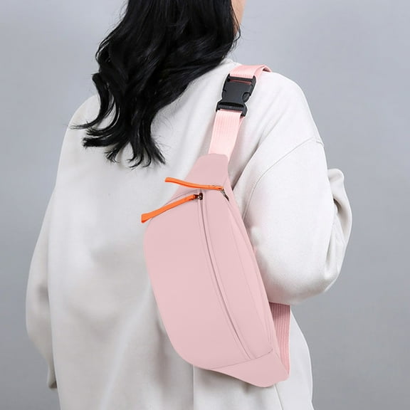 Kumdkd Adjustable Strap Sling Backpack - Lightweight Hiking Daypack for Men & Women, Multipurpose Chest Bag, College Students Shoulder Bag for Travel, Dog Walking & Outdoor Activities(Pink)