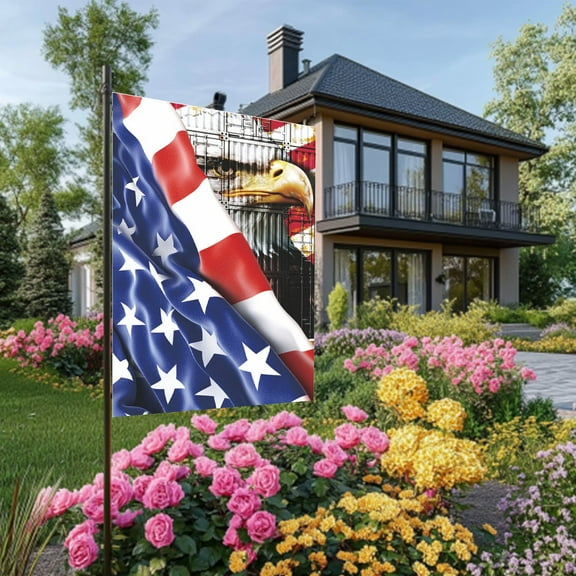 Kumdkd American Garden Flag Small American Flag Double Sided 12×18 Inch Weatherproof Patriotic USA Garden Flags Outside Thick Burlap Stars and Stripes Flags for Outdoor Yard Patio Lawn Decor