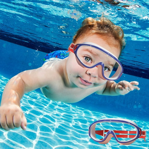 Kumdkd Anti Fog Swim Goggles with UV Protection for Adults & Kids, Wide View Swimming Goggles, Adjustable Silicone Leak Proof Training Goggles (6.3x2.56in)