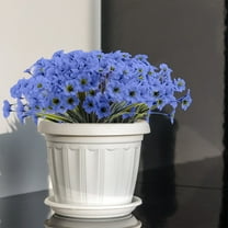 Kumdkd Artificial Fake Plants Flowers for Outdoors, 1 Bundles UV Resistant Faux Plastic Violet Flowers for Outside Spring Summer Decor(Blue)