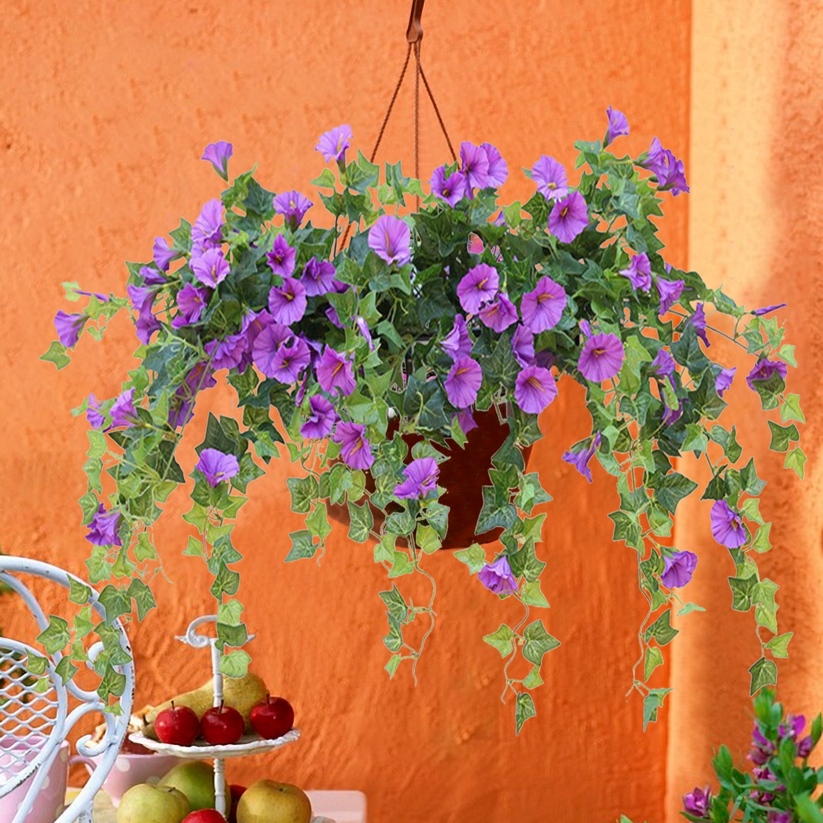 Kumdkd Artificial Hanging Plants Flowers with Basket for Spring Summer  Outdoor Outside Decoration, Artificial Petunias Morning Glories Fake Plants  for Patio Garden Porch Deck Yard - Walmart.com
