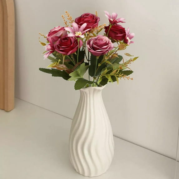 Kumdkd Artificial Rose Bouquet - 6 Realistic Fake Flowers for Wedding, Home, Hotel Decor (10.6x7.87in, )