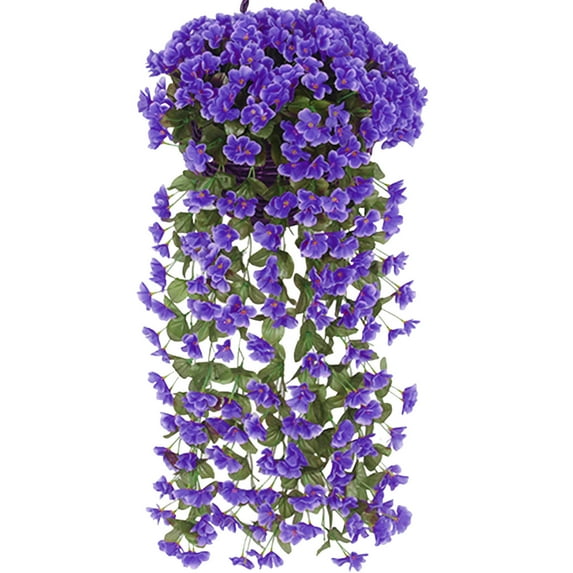 Kumdkd Artificial Silk Hanging Flowers Bouquet - UV-Resistant Outdoor/Indoor Wedding Wall Decor, Garden Privacy Fence Screen with 220 Realistic Flowers (Blue, 31.5in)