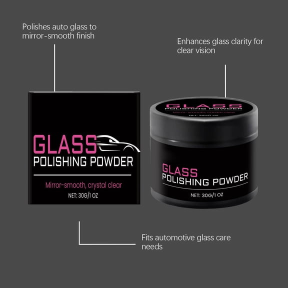 Kumdkd Automotive Glass Polishing Powder, Professional Grade Headlight & Windshield Cleaner, Mirror Finish Scratch & Haze Remover for Car Windows, DIY Kit for Crystal Clarity and Safety