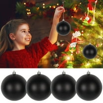 Kumdkd Black Christmas Ornaments Set - 4-Piece 3.15" Plastic Baubles for Tree Decor, Holiday Party, and Gift (Generous Size)