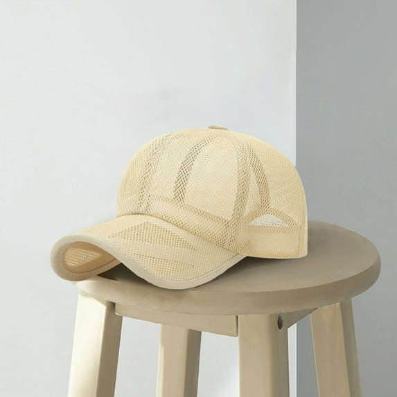Kumdkd Breathable Mesh Baseball Cap - Adjustable Sun Hat for Men & Women, Lightweight Running Hats with Sweat-Wicking Technology, Unisex Outdoor Sports Cap (Beige)