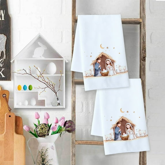 Kumdkd Bunny Hydrangea Easter Kitchen Towels Dish Towels, 18x28 Inch Spring Farmhouse Wild Flowers Decoration Hand Towels Set of 1