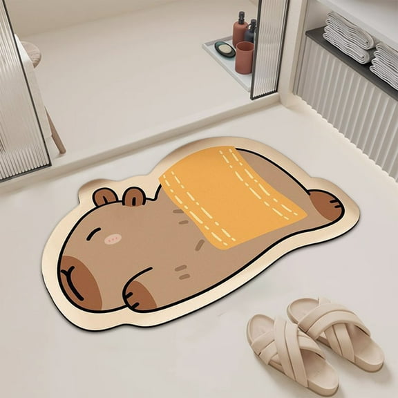 Kumdkd Capybara Rug - 16"24" Cute Long Cartoon Doormat, Non-Slip Animal Rug for Sofa, Stretched Animal Floor Mat for Bedroom, Entrance, Living Room