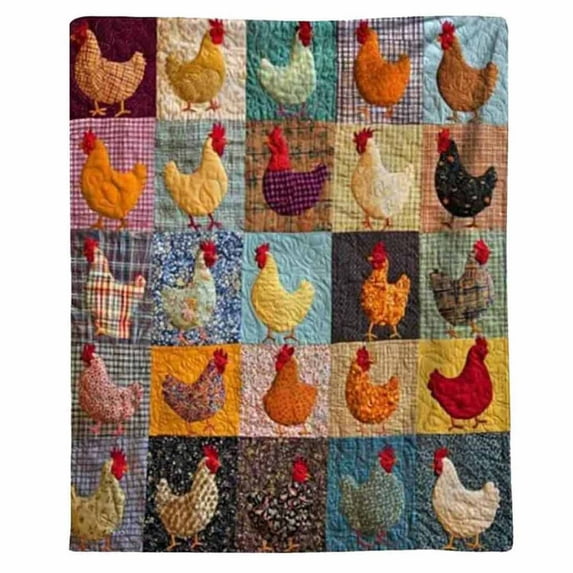 Kumdkd Chicken Themed Blanket - Soft Flannel Throw for Couch & Bed, Farmhouse Decor with Multiple Chicken Patterns