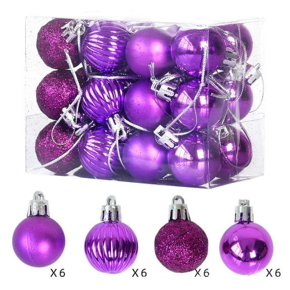 Kumdkd Christmas Balls Baubles - Set of 24 Mini Shatterproof Christmas Balls Tree Ornaments Party Decoration Shatterproof Plastic Tree Decorations, Versatile for Home/Commercial Use