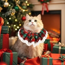 Kumdkd Christmas Cat Scarves with Bells - Adjustable Pet Holiday Necklace Scarf for Cats & Dogs, Festive Bow Tie Accessories