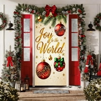 Kumdkd Christmas Door Cover - 35"x71" Santa Claus Pattern | Durable Polyester Holiday Decoration for Front Doors, Walls & Tables | Easy to Install